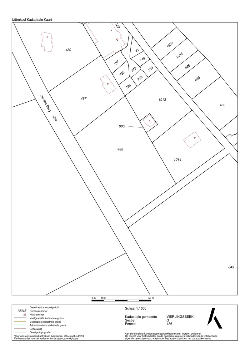Kadastrale kaart Vierlingsbeek sectie G